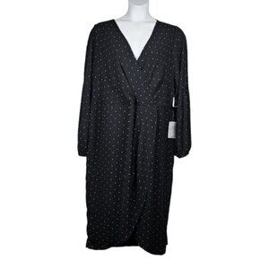 Cooper Womens St Portia Drape Black White Polka Dot Faux Wrap Dress Size 24 NWT